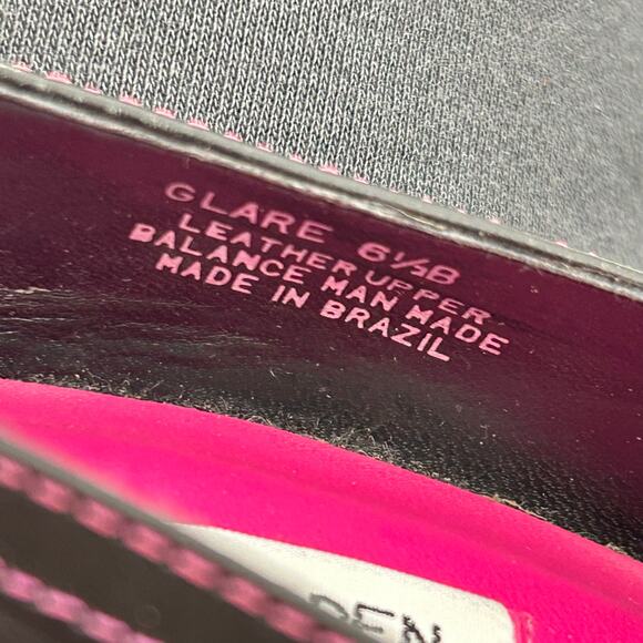 Vintage y2k Womens Black Leather Upper Steve Madden Glare Bow Heel Pumps Sz 6.5M - Picture 7 of 9